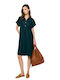 Summer Mini Denim Shirt Dress Blue