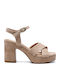 Suede Damen Sandalen Beige