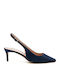 Leather Heels with Strap and Medium Heel Navy Blue