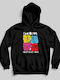 Fleece Kinder-Sweatshirt mit Kapuze und Taschen Schwarz