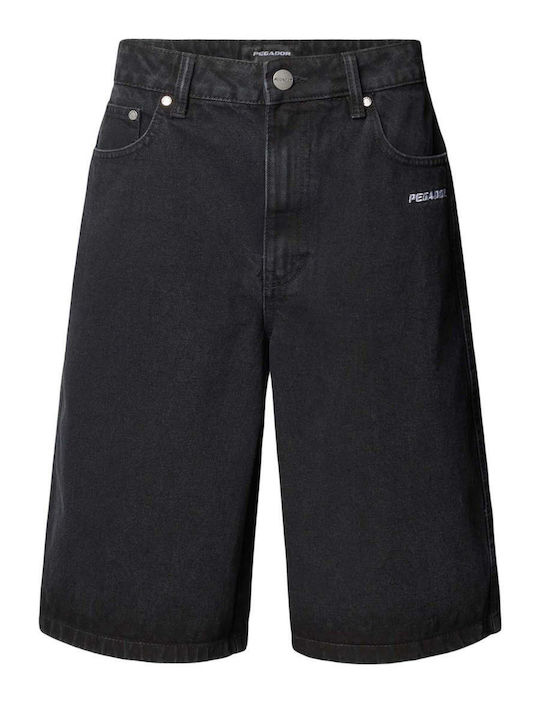 Pegador Ανδρική Βερμούδα Τζιν Relaxed Fit Μαύρη Pegador Ανδρική Βερμούδα Τζιν Relaxed Fit Μαύρη