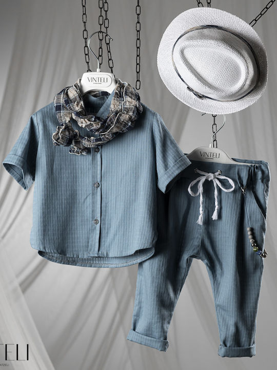 Vinte li Baptism Suit for Boy Blue