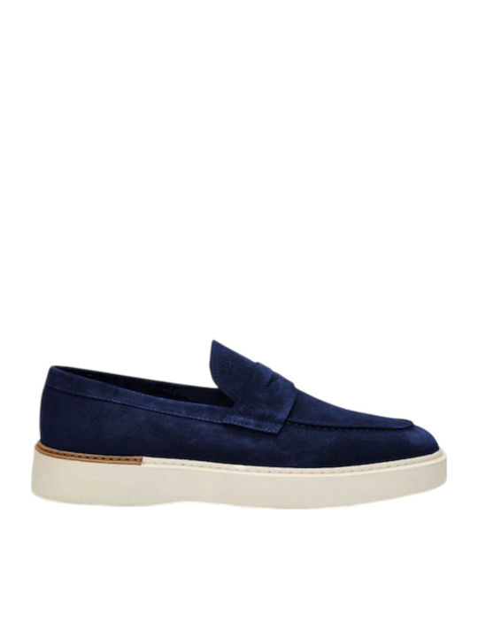 Boss Shoes Suede Ανδρικά Loafers σε Μπλε Χρώμα