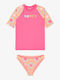 Roxy Plumeria Hippie Hour Diagonal Παιδικό Μαγιό Μπικίνι Πολύχρωμο
