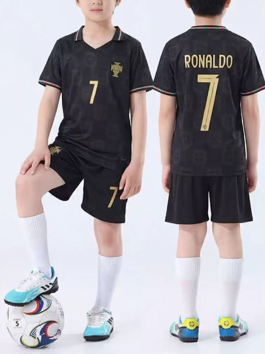 King Παιδικό Σετ Ποδοσφαίρου Ronaldo 2026 Black Polo Portugal Away King Παιδικό Σετ Ποδοσφαίρου Ronaldo 2026 Black Polo Portugal Away