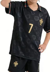 King Детски Комплект Футбол Ronaldo 2026 Черно Polo Portugal Away