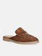 Suede Mules with Heel in Brown Colour