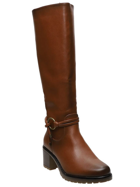 Damenstiefel mit Mittelhohem Absatz Tabac Braun