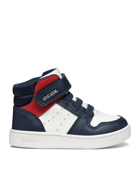 Leather Kids Boots with Hoop & Loop Closure White