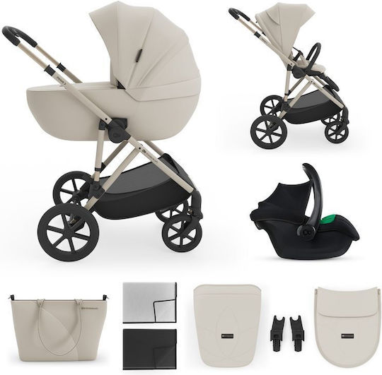 Kinderkraft Prime Reversible 3 in 1 Baby Stroller Suitable for Newborn Sand Dune