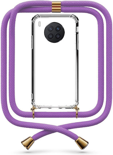 Mobile Phone Case Transparent Floral Purple Neck Strap Huawei Nova 8i