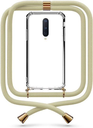 Husă Telefon Transparentă Cu Șnur Crem OnePlus 8