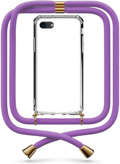 Husă Telefon Transparentă Cu Șnur Floral Mov iPhone SE 2020
