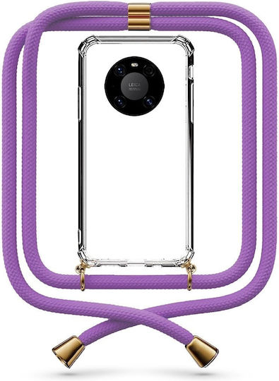 Θήκη Κινητού Διάφανη Κορδόνι Floral Purple Huawei Mate 40