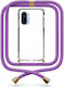 Mobile Phone Case Transparent Floral Purple Neck Strap Xiaomi Mi 11i
