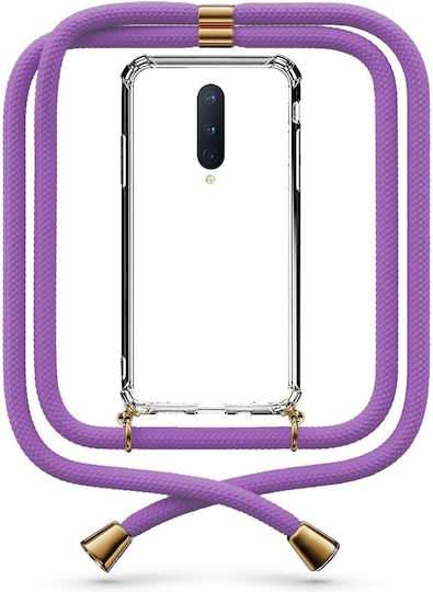 Husă Telefon Transparentă Curea Floral Mov OnePlus 8