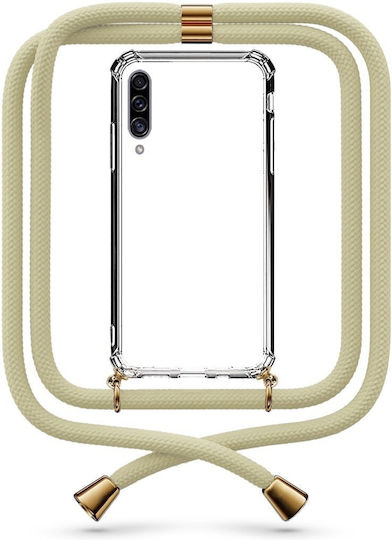 Handyhülle Transparent mit Nackenriemen Creme Galaxy A30s