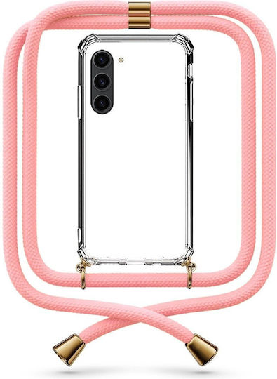 Transparente Handyhülle mit Salmon-Kordel für Galaxy S24 Plus