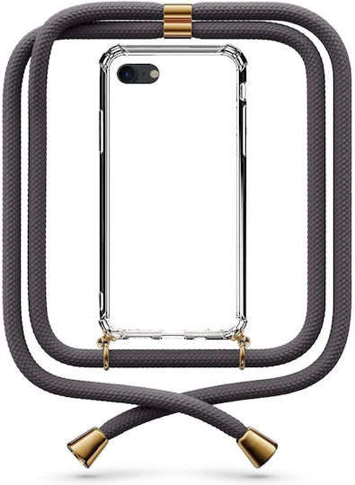 Θήκη Κινητού Διάφανη Κορδόνι Dark Grey Iphone Se 2020