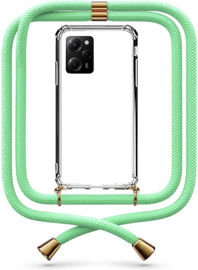 Transparente Handyhülle mit Nackenriemen Pistaziengrün für Xiaomi Poco X5 Pro