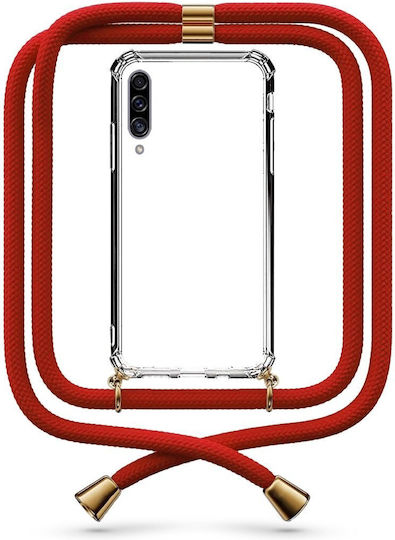 Mobile Phone Case Transparent Red Neck Strap Galaxy A30s