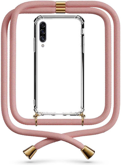 Handyhülle Transparent mit Nackenriemen Gold Galaxy A30s