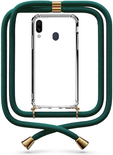 Handyhülle Transparent mit Nackenriemen Forestgrün Galaxy M20