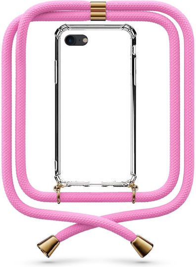 Husă Telefon Transparentă Cu Șnur Fuchsia iPhone SE 2020