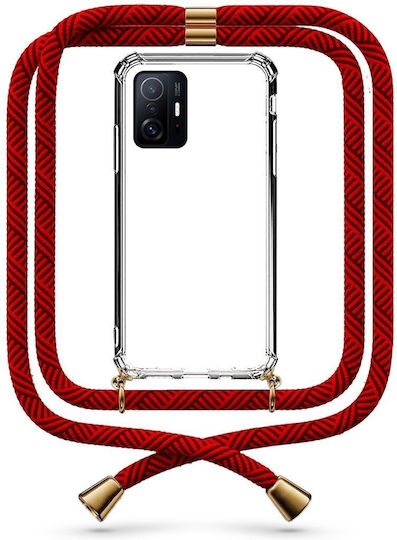 Transparente Handyhülle mit Nackenriemen Maroon für Xiaomi Mi 11T Pro