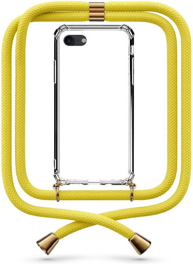 Handyhülle Transparent mit Nackenriemen Gelb für iPhone SE 2020