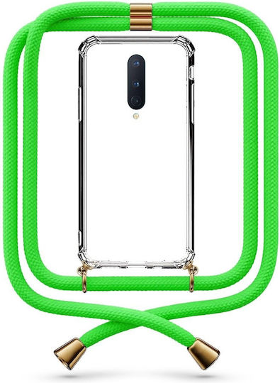 Transparente Handyhülle Mit Neon-Grünem Nackenriemen Für OnePlus 8