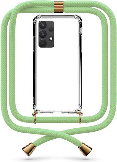 Transparente Handyhülle mit Lime Green Nackenriemen für Galaxy A32 5G