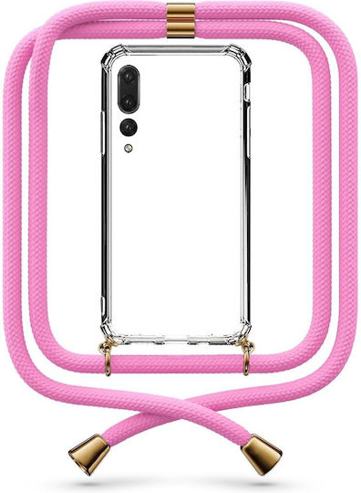 Husă Telefon Transparentă Cu Șnur Fuchsia Huawei P20