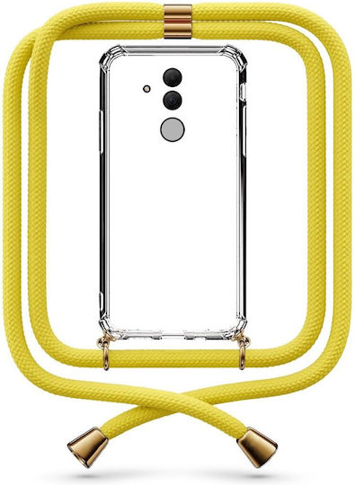 Handyhülle Transparent mit Nackenriemen Gelb Huawei Mate 20 Lite