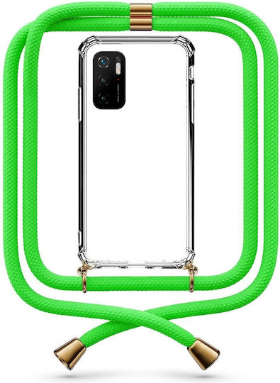 Transparente Handyhülle mit Neon-Grünem Nackenriemen Xiaomi Poco M3 Pro