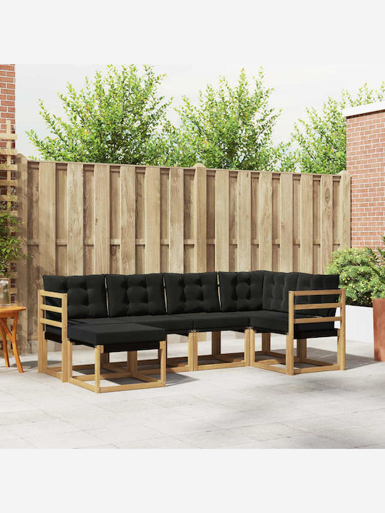 Canapea De Colț De Exterior Din Lemn Cu Perne 245x126.5x73cm