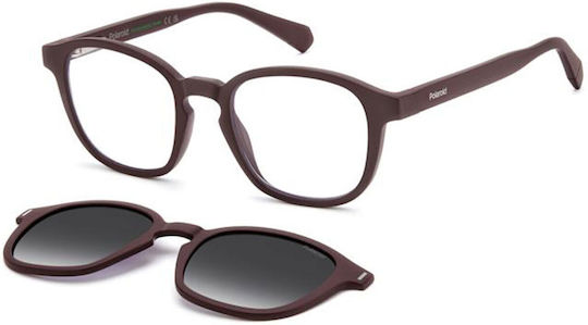 Polaroid Unisex Γυαλιά Οράσεως Pld 6203/cs 7bl Προσθετο Clipon Μπορντο Γκρίζο