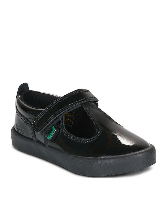 Kids Ballerinas with Hoop & Loop Closure Black