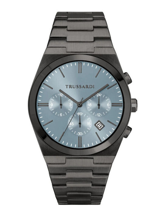 Trussardi Ανδρικό Ρολόι Μπαταρίας με Μαύρο Μεταλλικό Μπρασελέ