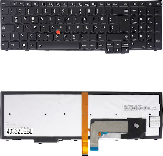German Laptop Keyboard Lenovo Thinkpad T540p 20be T550 20cj T560 20fh L560 20f1 L570 20j8 L540 20au P50s 20fk E440 20c5 W540 20bh 04y2689 01ax610 00pa647 with Pointer Backlit Black Code 40332debl