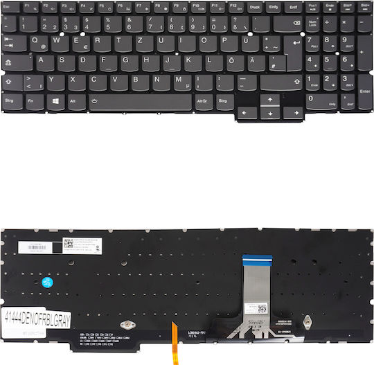 Немска Клавиатура За Лаптоп Lenovo Legion Y740s-15imh 81yx Y9000x 2019 2020h 2020r 5cb0z31281 5cb0z31294 5cb0z31274 5cb0z31283 5cb0z31286 Без Рамка С Подсветка Сива Код 41444denofrblgray