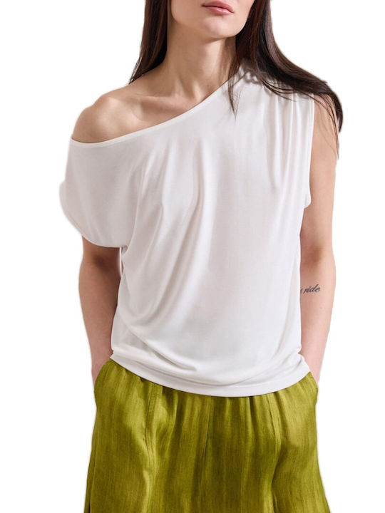 Namaste Damen Bluse mit Einer Schulter Weiß