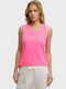 Scoop Neck Γυναικεία Μπλούζα Αμάνικη Fluo Pink