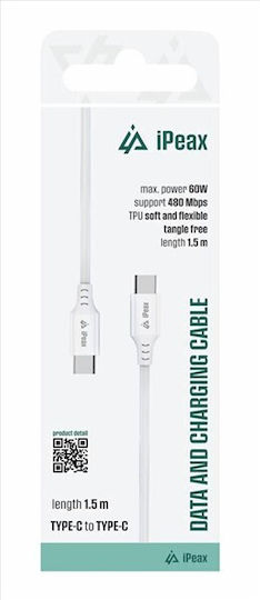 iPEAX USB 2.0 Cable USB-C male - USB-C Λευκό 1.5m