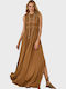 Summer Maxi Dress for Wedding - Christening Light Brown