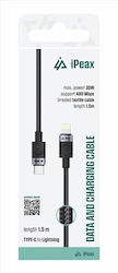 iPEAX Braided USB-C To Lightning Cable Black 1.5m