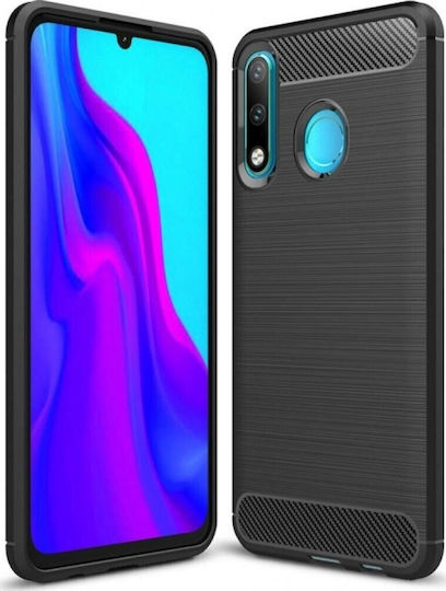 Carbon Umschlag Rückseite Silikon Schwarz (Huawei Mate 30 Pro)