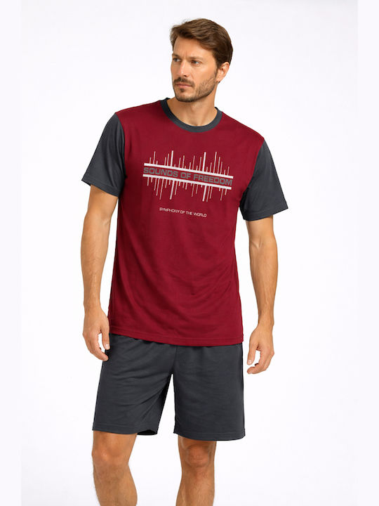 Lion Summer Men's Cotton Burgundy Pyjamas
