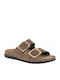 Damen Flache Sandalen Khaki