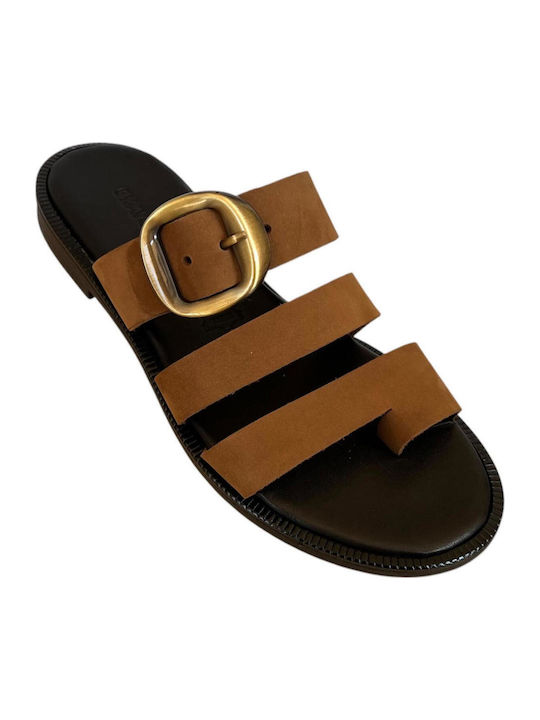 Leather Women's Flat Sandals Black